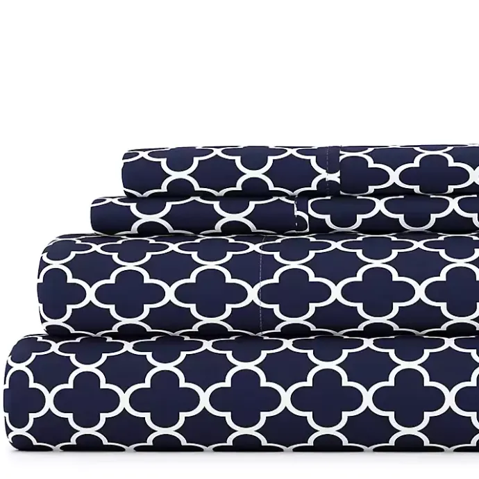 Online Kirklands Home Navy Quatrefoil 3-pc. Twin Sheet Set Blue
