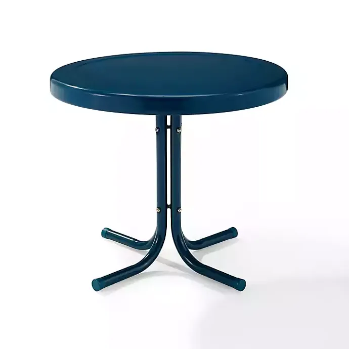 New Kirklands Home Navy Retro Metal Outdoor Side Table Blue