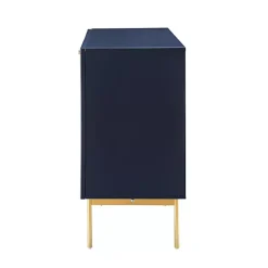 Discount Kirklands Home Navy Ribbed Wood Sideboard Cabinet Blue