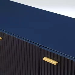 Discount Kirklands Home Navy Ribbed Wood Sideboard Cabinet Blue