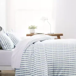 Kirklands Home Navy Rugged Stripes Puffed 3-pc. King Duvet Set Blue