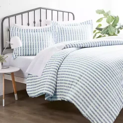 Kirklands Home Navy Rugged Stripes Puffed 3-pc. King Duvet Set Blue