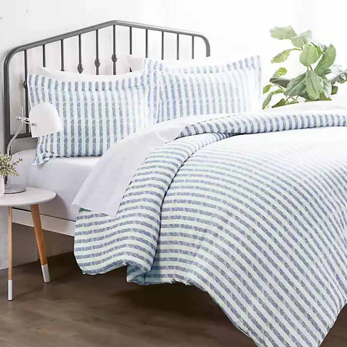 Kirklands Home Navy Rugged Stripes Puffed 3-pc. King Duvet Set Blue
