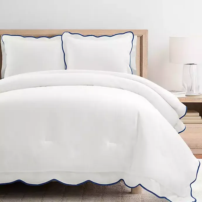 Sale Kirklands Home Navy Scalloped Edge 3-pc. Full/Queen Comforter Set