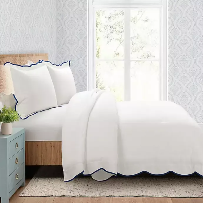 Clearance Kirklands Home Navy Scalloped Edge 3-pc. King Comforter Set