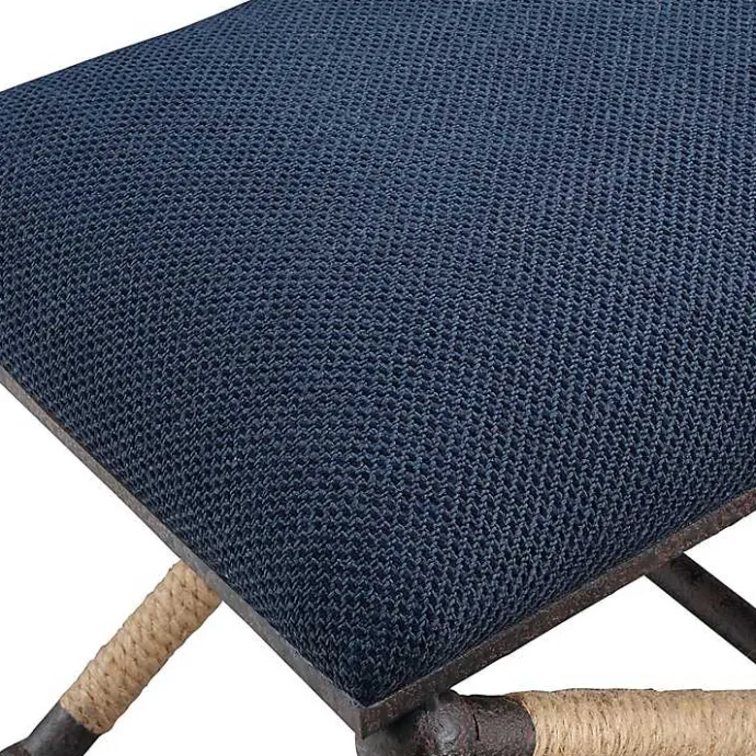 Discount Kirklands Home Navy Seat and Black Metal Ottoman Blue