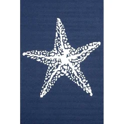 Hot Kirklands Home Navy Starfish Hooked Indoor/Outdoor Area Rug, 5x8