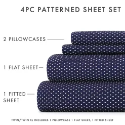 Online Kirklands Home Navy Tiny Hearts 3-pc. Twin Sheet Set Blue