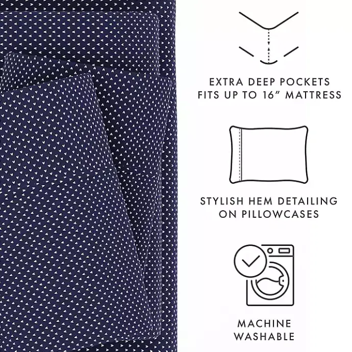 Online Kirklands Home Navy Tiny Hearts 3-pc. Twin Sheet Set Blue