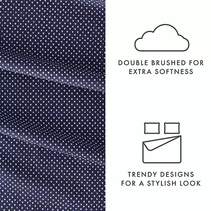 Online Kirklands Home Navy Tiny Hearts 3-pc. Twin Sheet Set Blue