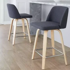 New Kirklands Home Navy Torino Upholstered Counter Stools, Set of 2 Blue