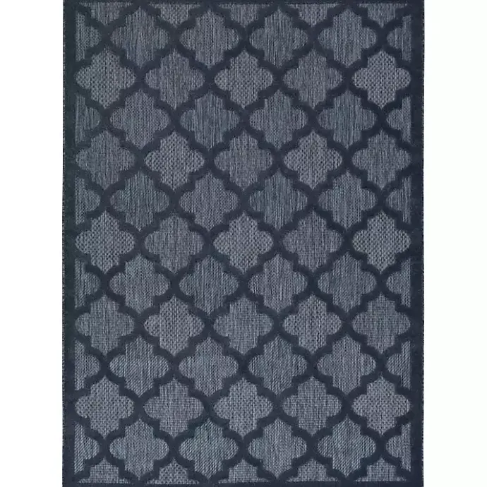 New Kirklands Home Navy Trellis Indoor/Outdoor Area Rug, 6x9 Blue