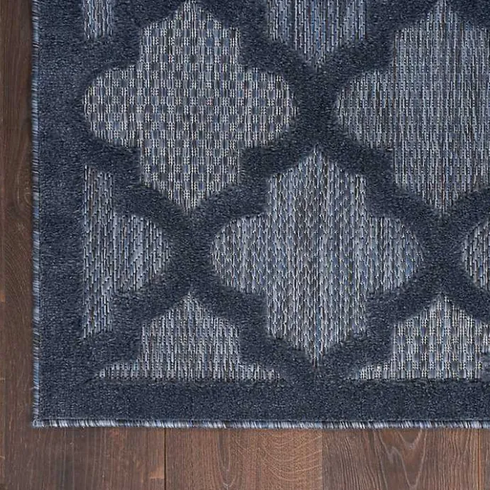 New Kirklands Home Navy Trellis Indoor/Outdoor Area Rug, 6x9 Blue