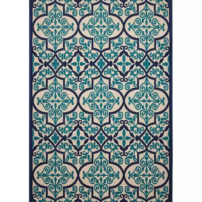 Discount Kirklands Home Navy Trellis Outdoor Area Rug, 7x10