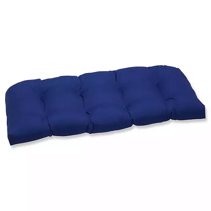 New Kirklands Home Navy Tufted Outdoor Loveseat Cushion Blue