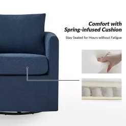 Discount Kirklands Home Navy Upholstered Vasser Slipcover Swivel Chair Blue