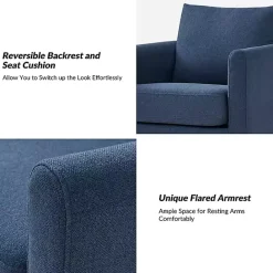 Discount Kirklands Home Navy Upholstered Vasser Slipcover Swivel Chair Blue