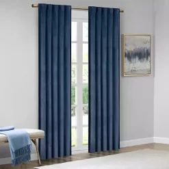 Outlet Kirklands Home Navy Velvet Greta Curtain Panel Set, 95 in. Blue