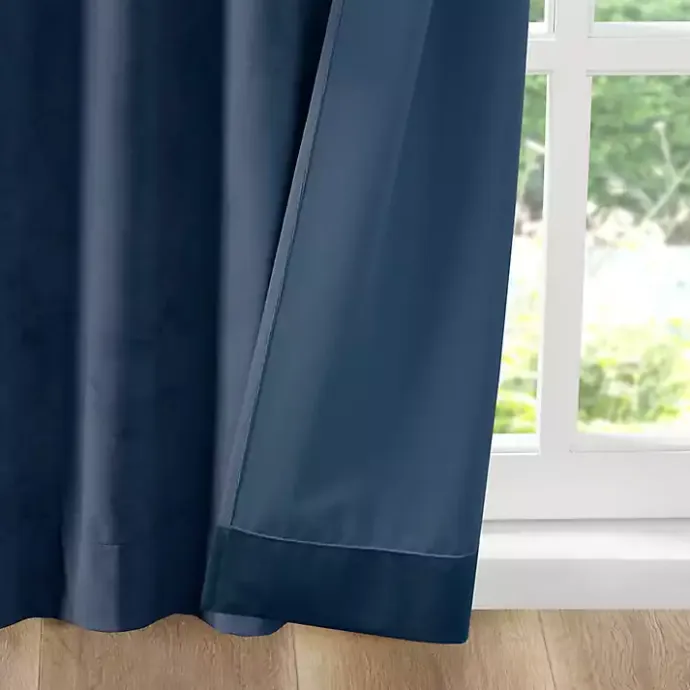 Outlet Kirklands Home Navy Velvet Greta Curtain Panel Set, 95 in. Blue
