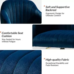 Outlet Kirklands Home Navy Velvet Swivel Jacyln Office Chair Blue