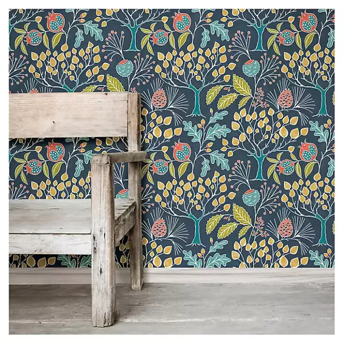 Discount Kirklands Home Navy Vintage Flora Peel & Stick Wallpaper