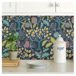 Discount Kirklands Home Navy Vintage Flora Peel & Stick Wallpaper
