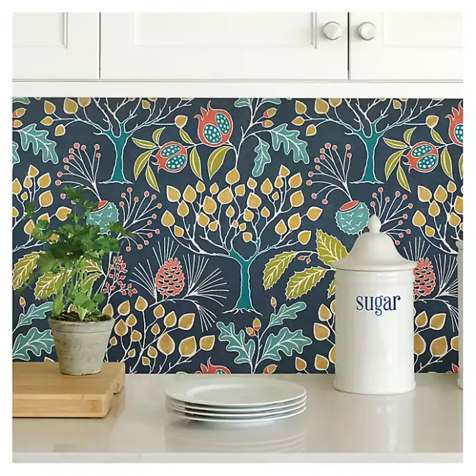 Discount Kirklands Home Navy Vintage Flora Peel & Stick Wallpaper
