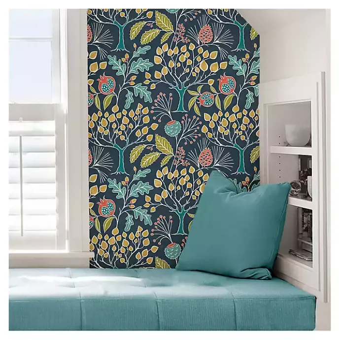 Discount Kirklands Home Navy Vintage Flora Peel & Stick Wallpaper
