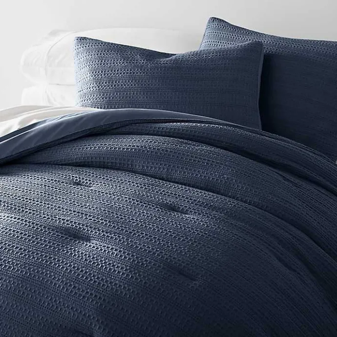 Sale Kirklands Home Navy Waffle Ultra-Soft 3-pc. Twin Comforter Set Blue