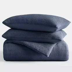 Sale Kirklands Home Navy Waffle Ultra-Soft 3-pc. Twin Comforter Set Blue
