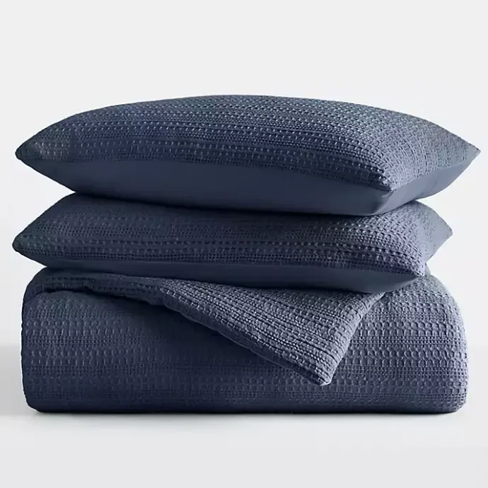 Sale Kirklands Home Navy Waffle Ultra-Soft 3-pc. Twin Comforter Set Blue