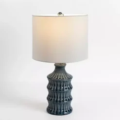 Best Kirklands Home Navy Wave Glazed Table Lamp White