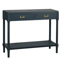 Hot Kirklands Home Navy Wood 2-Drawer Layla Console Table Blue