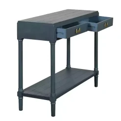 Hot Kirklands Home Navy Wood 2-Drawer Layla Console Table Blue