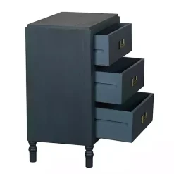 Hot Kirklands Home Navy Wood 3-Drawer Layla Nightstand Blue