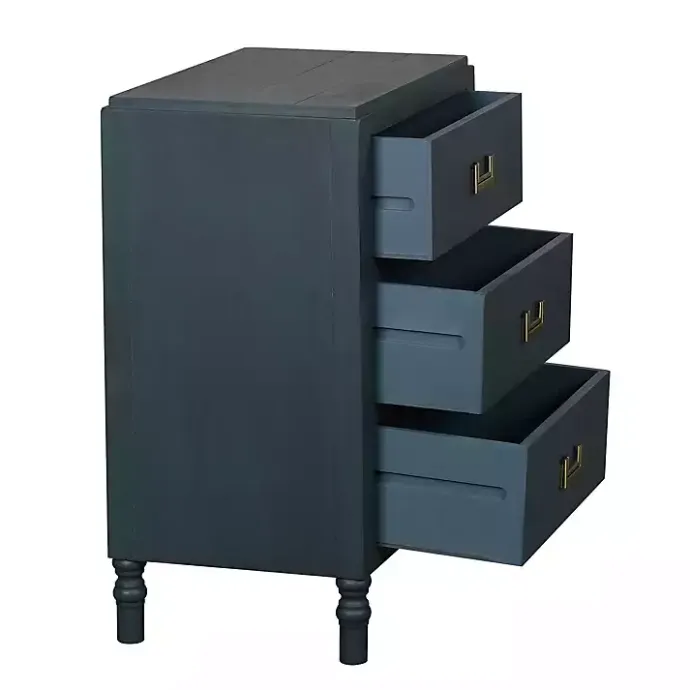 Hot Kirklands Home Navy Wood 3-Drawer Layla Nightstand Blue