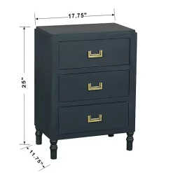 Hot Kirklands Home Navy Wood 3-Drawer Layla Nightstand Blue