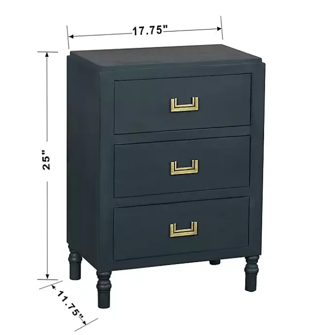 Hot Kirklands Home Navy Wood 3-Drawer Layla Nightstand Blue