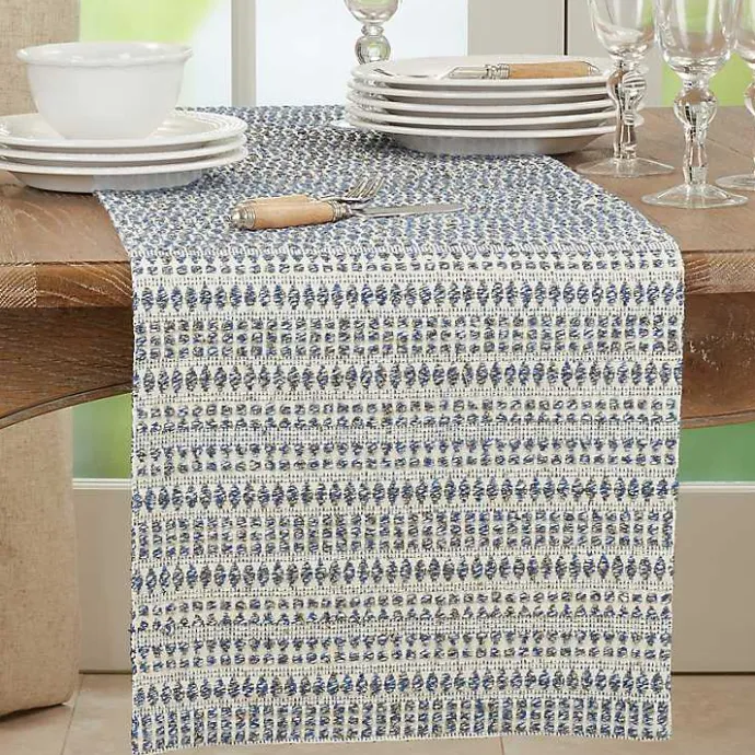 Kirklands Home Navy Woven Line Stripe Table Runner