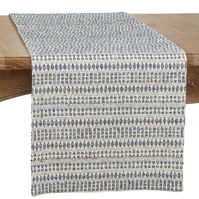Kirklands Home Navy Woven Line Stripe Table Runner