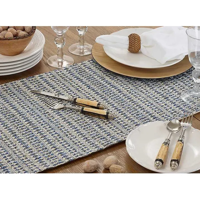 Kirklands Home Navy Woven Line Stripe Table Runner