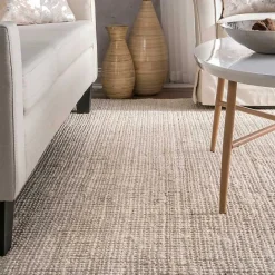 New Kirklands Home Neely Solid Jute Area Rug, 5x8 Tan