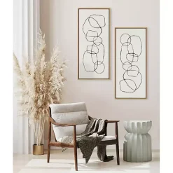 Hot Kirklands Home Neutral Abstract Circles Framed Canvas Art Print
