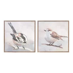 Kirklands Home Neutral Birds Framed Canvas Art Prints, Set of 2