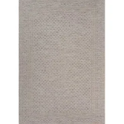 Online Kirklands Home Neutral Bordered Lattice Outdoor Area Rug, 5x7 Gray