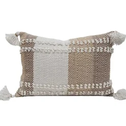 Hot Kirklands Home Neutral Colorblock Outdoor Lumbar Pillow