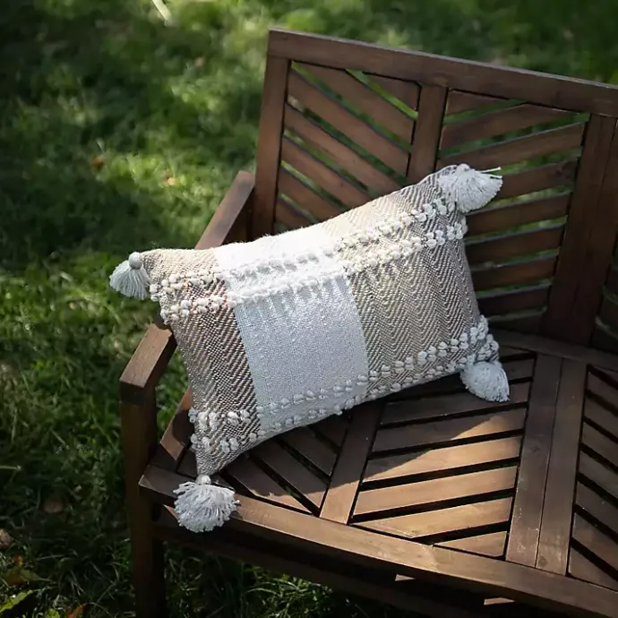 Hot Kirklands Home Neutral Colorblock Outdoor Lumbar Pillow