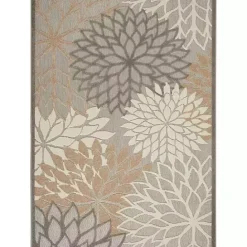 Kirklands Home Neutral Floral Burst Outdoor Area Rug, 5x7
