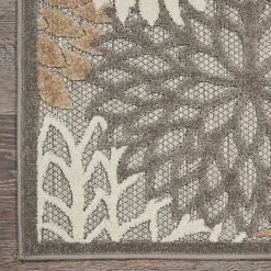Kirklands Home Neutral Floral Burst Outdoor Area Rug, 5x7