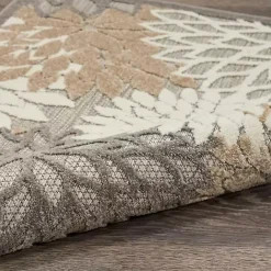 Kirklands Home Neutral Floral Burst Outdoor Area Rug, 5x7